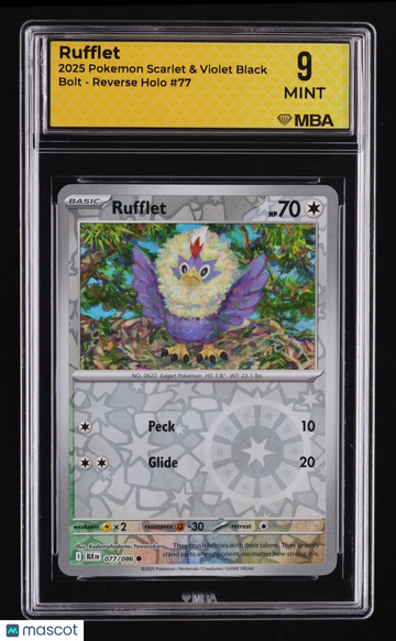 2025 Pokemon Scarlet & Violet Black Bolt Rufflet Reverse Holo MBA 9 #77