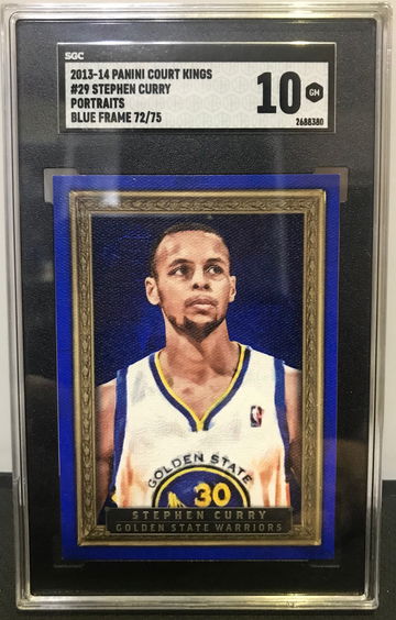 2013 panini court kings #29 stephen curry portrait blue frame /75 sgc10