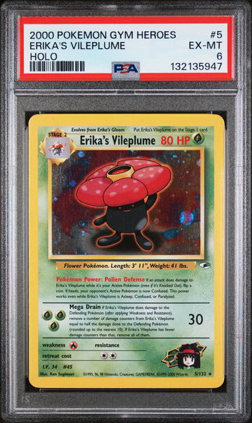 2000 Pokemon Gym Heroes Holo Erika's Vileplume #5 PSA 6