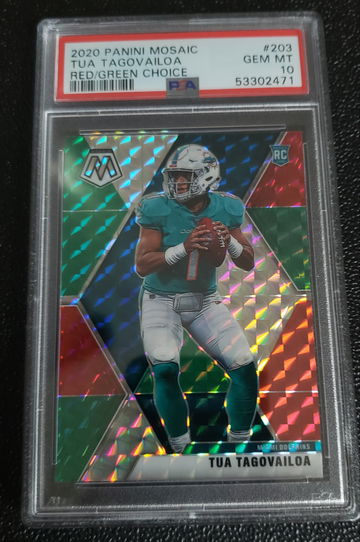2020 Mosaic Tua Tagovailoa Red Green Choice 203 PSA 10