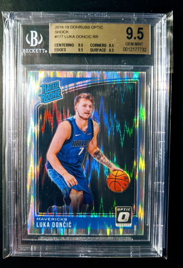 2018 Panini Donruss Optic #177 Luka Doncic Shock Prizm Rated Rookie BGS Quad 9.5