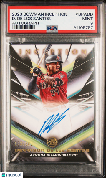 2023 Bowman Inception Autographs D. De Los Santos #BPADD /200 PSA 9