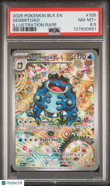 2025 Pokemon BLK EN-Black Bolt Seismitoad Illustration Rare PSA 8.5 #105