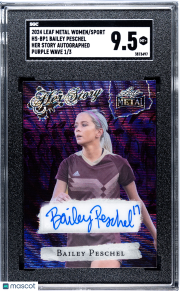 2024 Leaf Metal Women Of Sport Bailey Peschel #HS-BP1 Her Story Autograph Purple Wave SGC 9.5