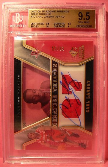 2007-08 SP ROOKIE THREADS GOLD ROOKIES #72 CARL LANDRY AUTO 39/50 BGS 9.5 GEM MINT