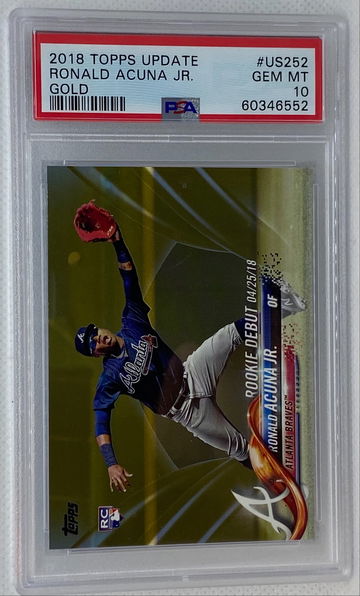 Ronald Acuna 2018 Topps Update Rookie Card MLB Debut Gold #/2018 RC PSA 10