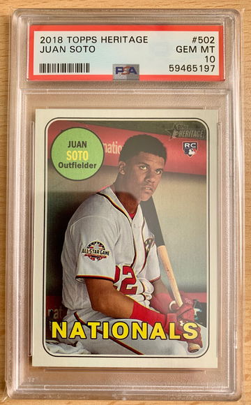 Juan Soto 2018 Topps Heritage RC #502 PSA Gem Mint Rookie