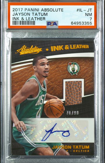 2017-18 PANINI ABSOLUTE JAYSON TATUM INK AND LEATHER AUTO RC /99 PSA 7 NM BOSTON CELTICS