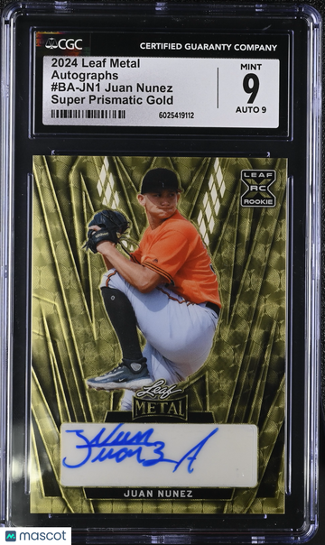 2024 Leaf Metal Juan Nunez #BA-JN1 Super Prismatic Gold Autographs CGC 9
