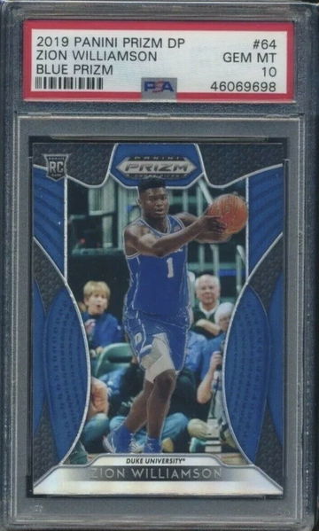 2019-20 Zion Williamson Rookie RC Blue Parallel Prizm DP PSA 10 Matching jersey coloc