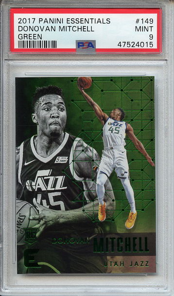 Donovan Mitchell 2017-18 Panini Essentials #149 Green PSA 9 Mint Rookie RC! 4015