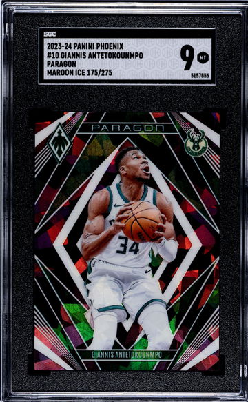 2023-24 Panini Phoenix #10 Giannis Antetokounmpo Paragon Maroon Ice /275 SGC 9