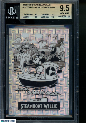 2024 SMC Steamboat Willie Steamboat Willie Matrix 138/199 #2 BGS 9.5