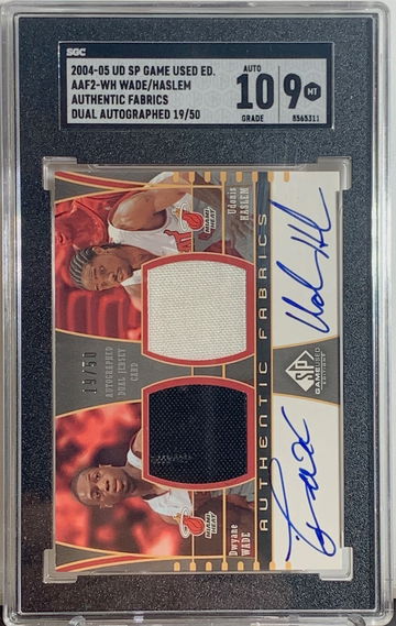 2004 Upper Deck SP Game Used Dwyane Wade Udonis Haslem Authentic Fabrics #19/50 SGC 9 #8565311
