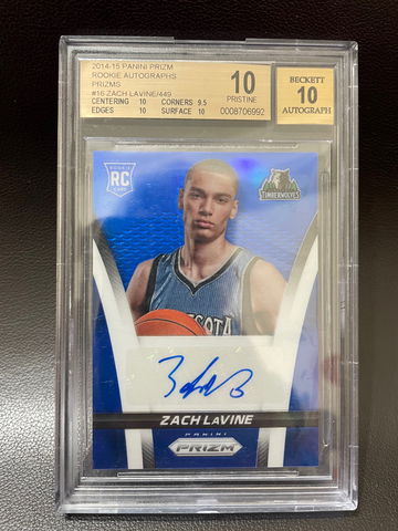 ZACH LAVINE 14-15 PRIZM BLUE PRIZMS RC AUTO /449 BGS10/10 PRISTINE LOW POP(Ship from Taiwan)