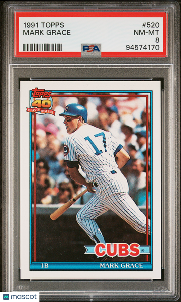 1991 Topps Mark Grace #520 PSA 8