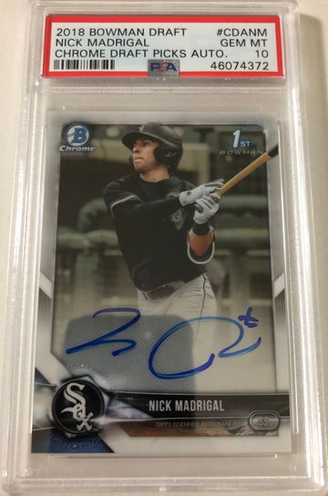 2018 Bowman Chrome Draft Nick Madrigal Auto RC PSA 10 (SHIPPING FROM JAPAN VIA EXPRESS COURIER)