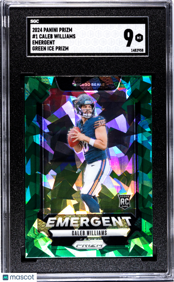 2024 Panini Prizm Caleb Williams #1 Emergent Green Ice SGC 9