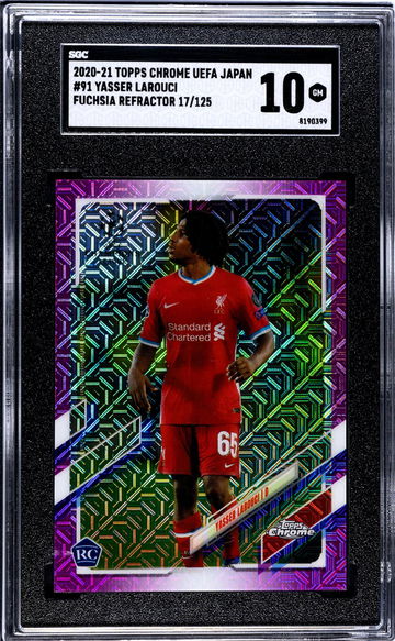 2020-21 Topps Chrome Uefa Japan #91 Yasser Larouci Fuchsia Refractor /125 SGC 10