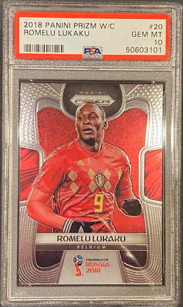 Romelu Lukaku 2018 Panini Prizm World Cup PSA 10