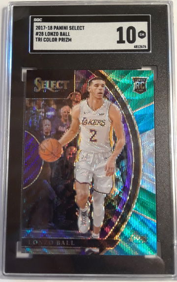 Lonzo Ball 2017-18 Select Tri Color Prizm Rookie Card SGC 10 Gem Mint! #28