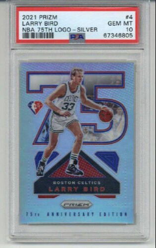 2021 PANINI PRIZM NBA 75TH LOGO SILVER LARRY BIRD CELTICS PSA 10 LOW POP