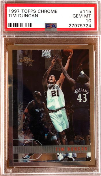 1997 Tim Duncan Topps Chrome #115 Rookie Card PSA 10 GEM MT (*SHIPS FROM CANADA*)