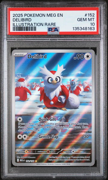 2025 Mega Evolution English Illustration Rare Holo Delibird #152 PSA 10