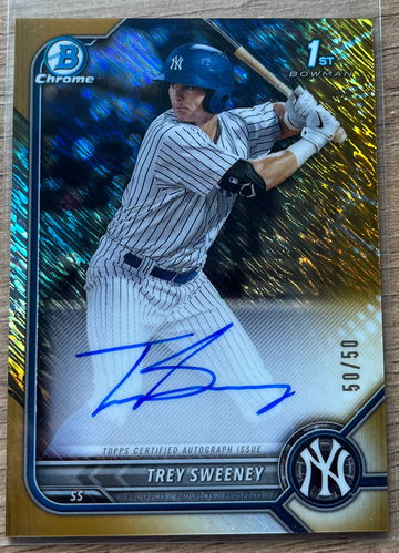 2022 1st Bowman Gold Shimmer auto Trey Sweeney 50/50 