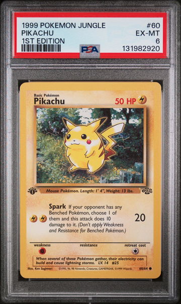 1999 Pokemon Jungle 1st Edition Pikachu #60 PSA 6