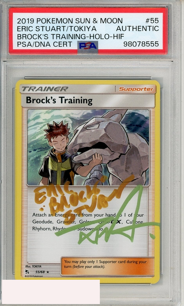 2019 POKEMON SUN MOON HIDDEN FATES BROCKS TRAINING-HOLO #55 HIF PSA AUTHENTIC