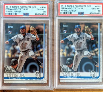 (2) 2019 Topps Series 2 Fernando Tatis Jr. 410 Complete set PSA 10