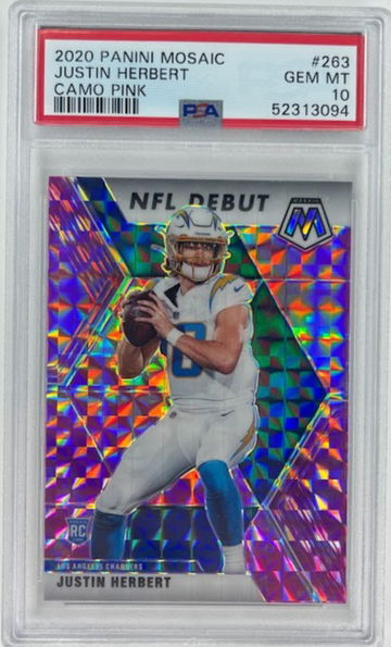 2020 Mosaic Justin Herbert Camo Pink PSA 10