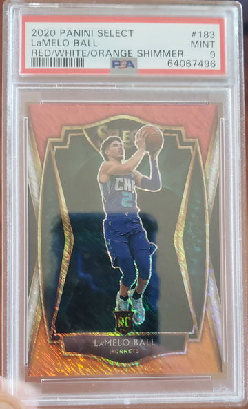 Lamelo Ball RC 2020 Select #183 Red White Orange Shimmer PSA 9