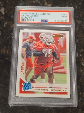 DEVIN WHITE RC 2019 Donruss Canvas Rated Rookie #342 Tampa Bay Buccaneers PSA 9