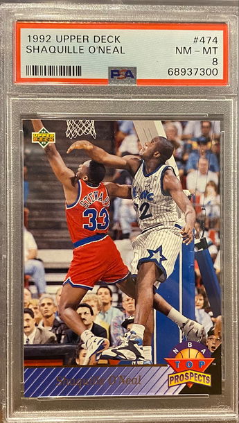 1992-93 Upper Deck Shaquille Shaq O'Neal Rookie RC #474 PSA 8 Top Prospects