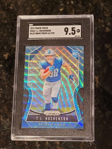 2019 TJ HOCKENSON PANINI PRIZM BLUE WAVE REFRACTOR /199 ROOKIE RC SGC 9.5 #364