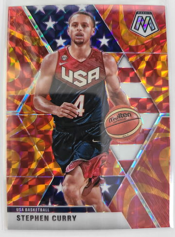 2019-20 Panini Mosaic Stephen Curry Team USA Orange Reactive Prizm SP #260