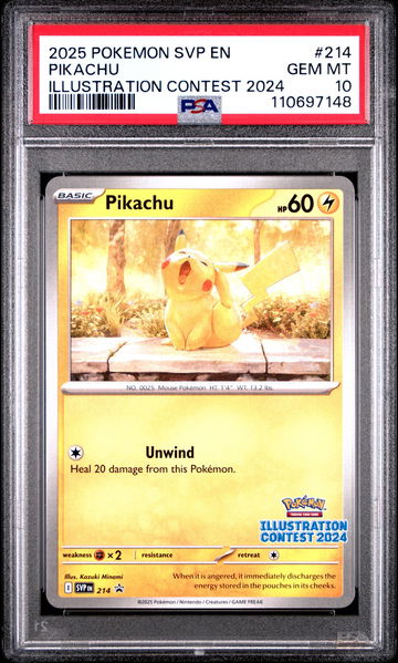2025 Pokemon Scarlet and Violet Black Star Promo Illustration Contest 2024 Winner Pikachu #214 PSA 10
