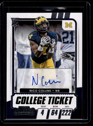 2021 Panini Contenders Draft Picks College Ticket Nico Collins #106 RC Auto