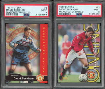 1997 Futera David Beckham Both POP 2 PSA 9 Manchester United
