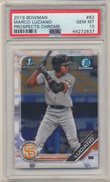 PSA 10 GEM MINT MARCO LUCIANO 2019 BOWMAN 1ST CHROME PROSPECTS ROOKIE CARD BCP82