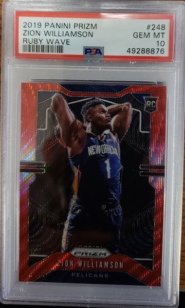 2019 panini prizm ruby wave zion williamson #248 psa 10