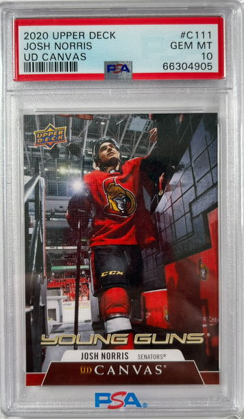 2020 Upper Deck Canvas Josh Norris Young Guns RC Rookie Card PSA 10 Gem Mint