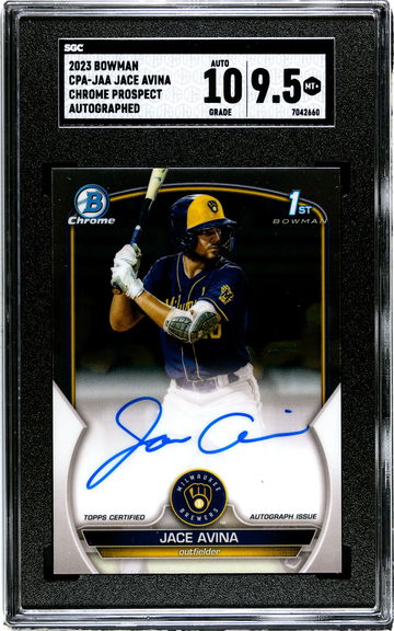 2023 Bowman Chrome Jace Avina CPA-JAA Auto 1st Prospect SGC 10 / 9.5 Brewers