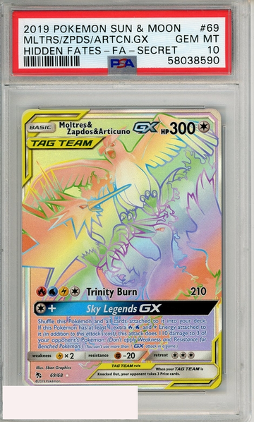 2019 POKEMON SUN MOON HIDDEN FATES MLTRS ZPDS ARTCN GX #69 FA-SECRET PSA 10