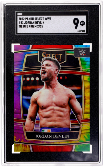 2022 Panini Select WWE Tie-Dye Prizm Jordan Devlin #81 /25 SGC 9