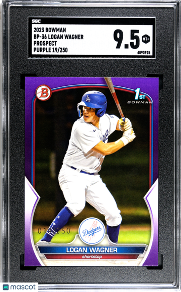 2023 Bowman Logan Wagner #BP-36 Pros. Purple /250 SGC 9.5