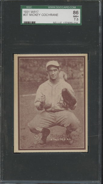 1931 W517 #37 Mickey Cochrane Philadelphia A's Hall-of-Fame SGC 86 NM+ 7.5