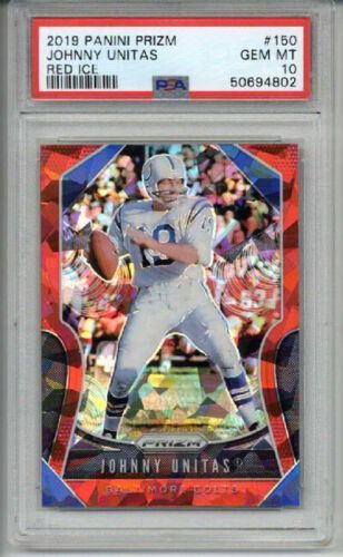 2019 PANINI PRIZM RED ICE #150 JOHNNY UNITAS CARD COLTS PSA 10 LOW POP